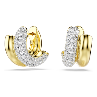 swarovski dextera hoop earrings  round cut  mini  white  gold tone plated