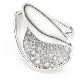 swarovski خاتم كوكتيل classica، تصميم مميز، قطع مستدير، لون أبيض، فضة استرليني