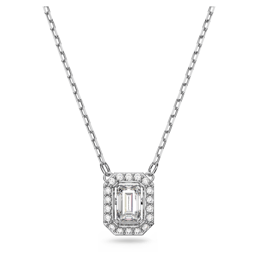 swarovski عقد una، قطع مثمن، لون أبيض، طلاء بلون روديوم
