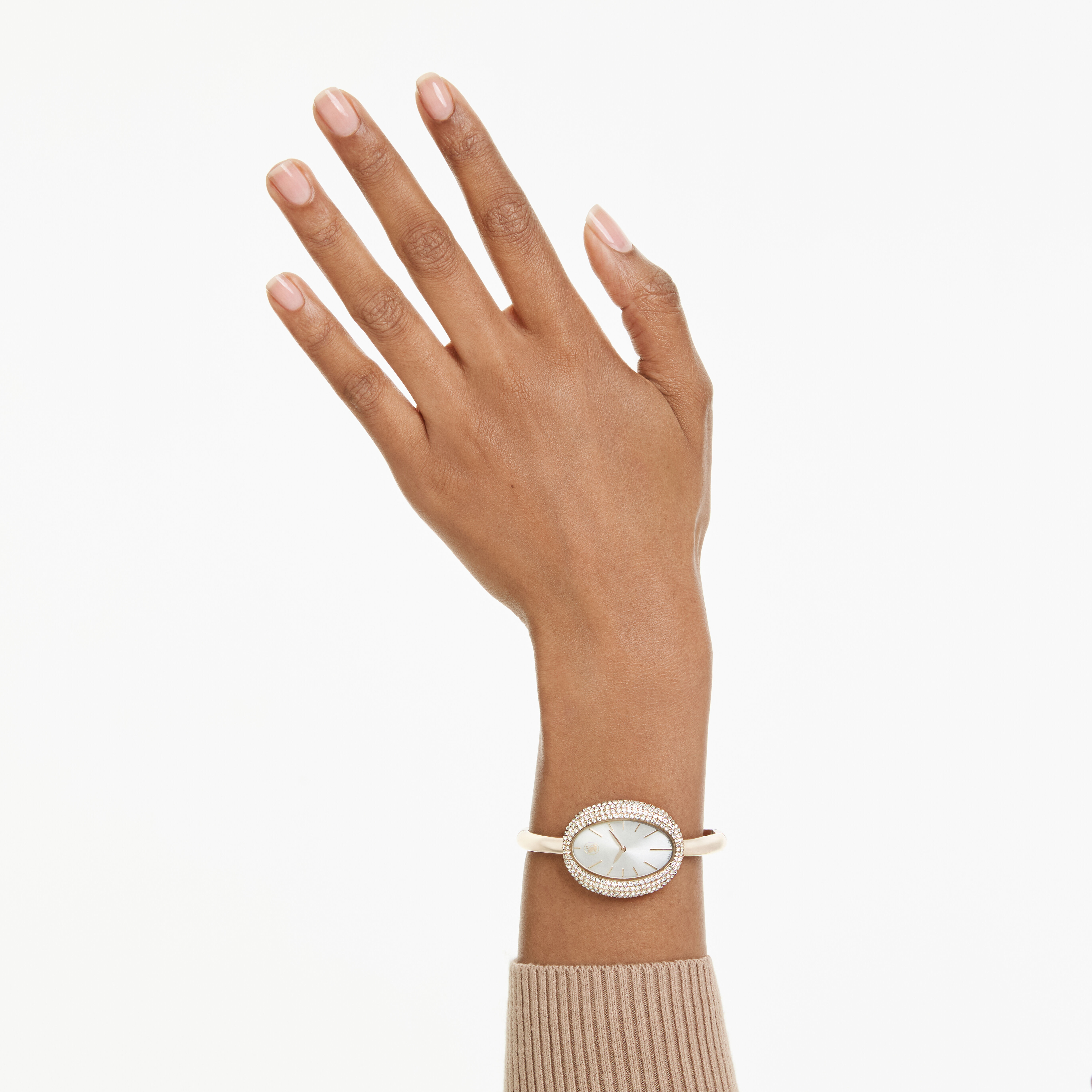 swarovski ساعة imber بتصميم سوار، صناعة سويسرية، سوار معدني، لون ذهبي، لمسة نهائية بلون شامبين ذهبي