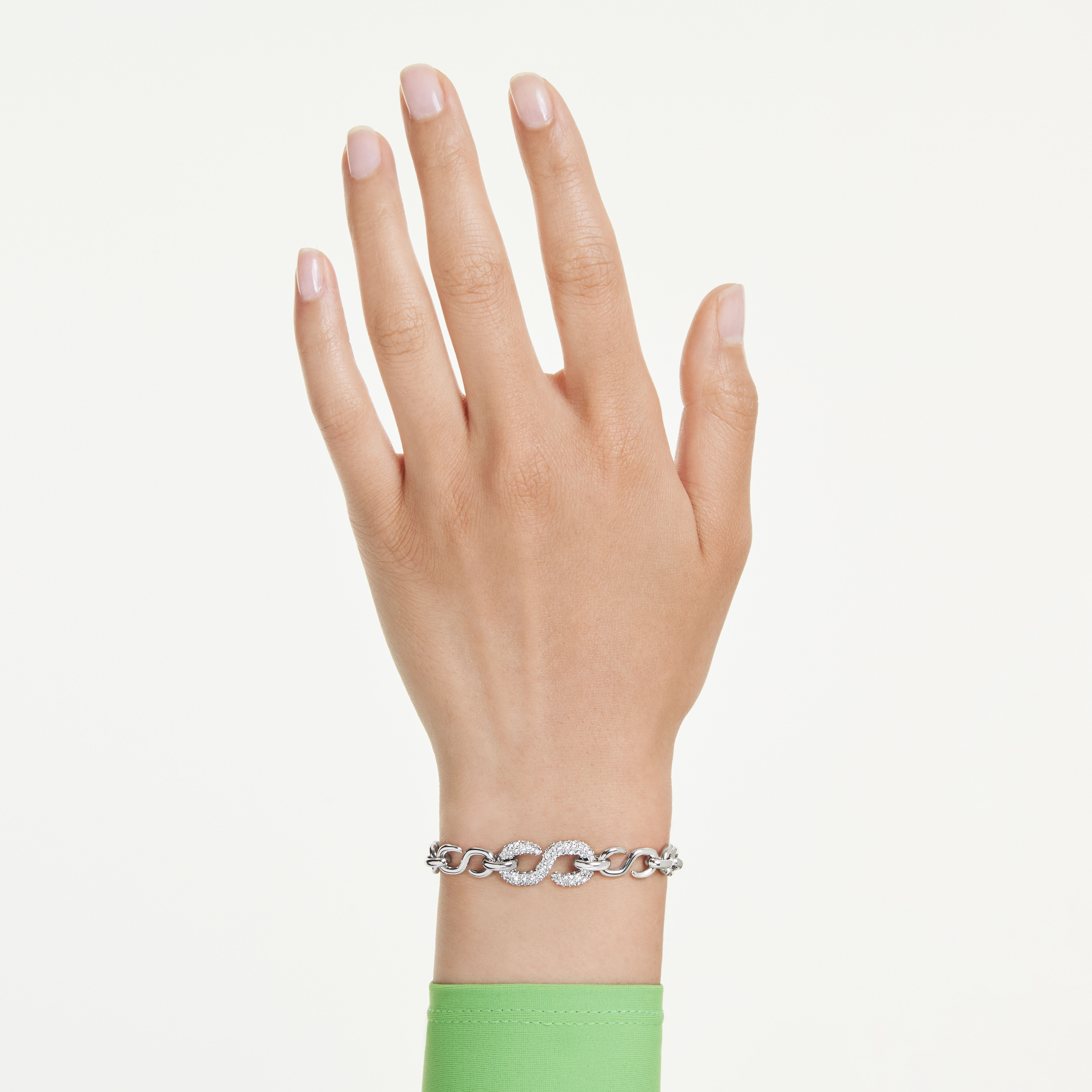 swarovski سوار dextera، قطع مستدير، لون أبيض، طلاء روديوم