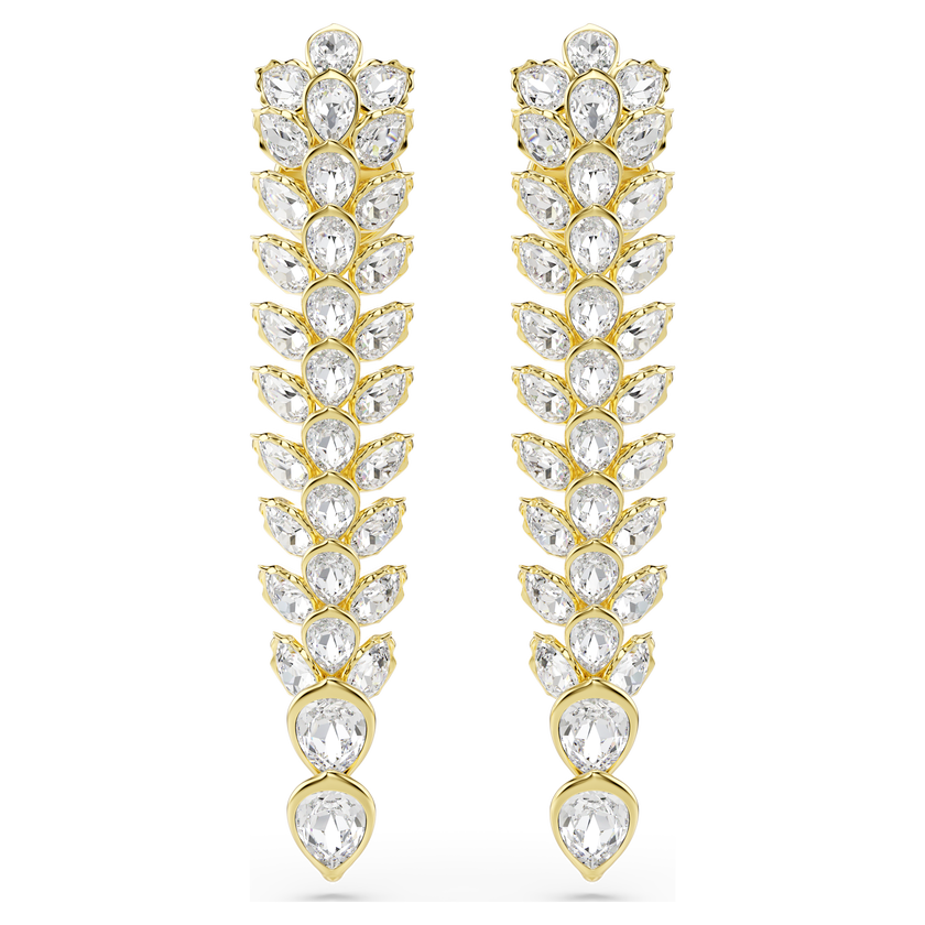 swarovski أقراط متدلية idyllia، قطع متنوع، تصميم طويل، لون أبيض، طلاء باللون الذهبي