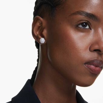 swarovski أقراط دبوسية idyllia، قطع متنوع، شكل ندفة ثلج، لون أبيض، طلاء روديوم