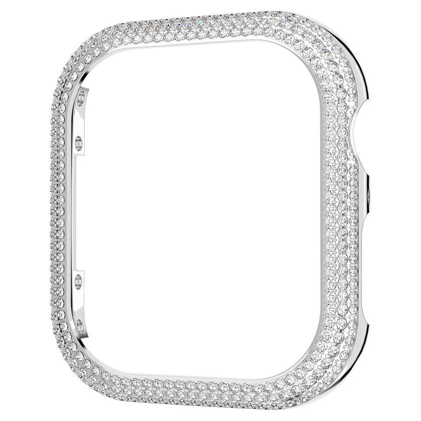 swarovski حافظة sparkling، متوافقة مع ساعة  apple إصدار 7، 41 مم، لون فضي