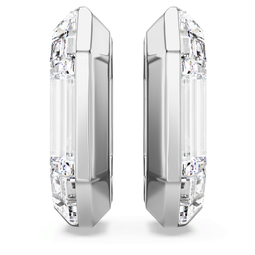 swarovski أقراط حلقية lucent، شكل مثمن، حجم صغير، لون أبيض