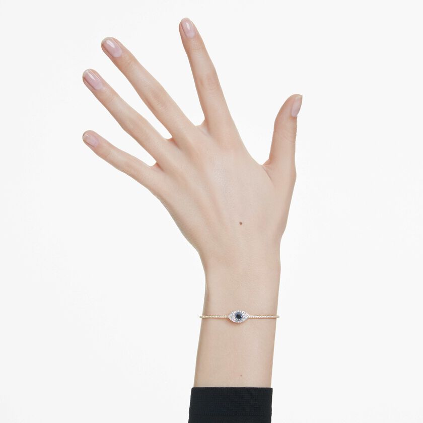 swarovski سوار symbolica، شكل عين الحسود، لون أزرق، لمسة نهائية من الذهب عيار 18 قيراط