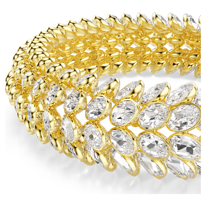 swarovski سوار idyllia، قطع بيضاوي، لون أبيض، طلاء باللون الذهبي