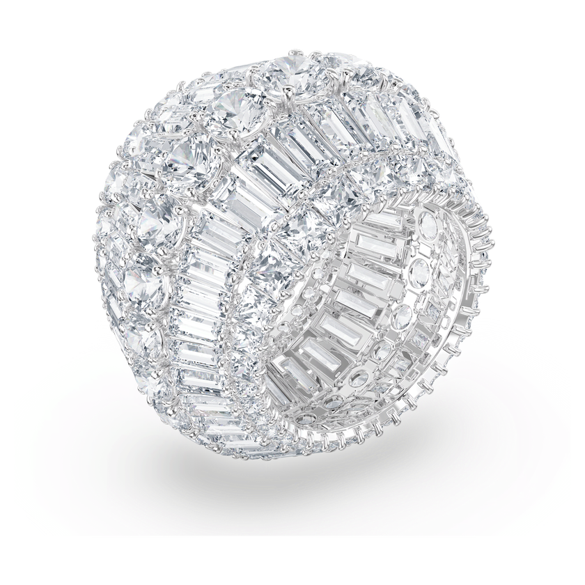 swarovski خاتم hyperbola كوكتيل، كبير، لون أبيض، طلاء روديوم