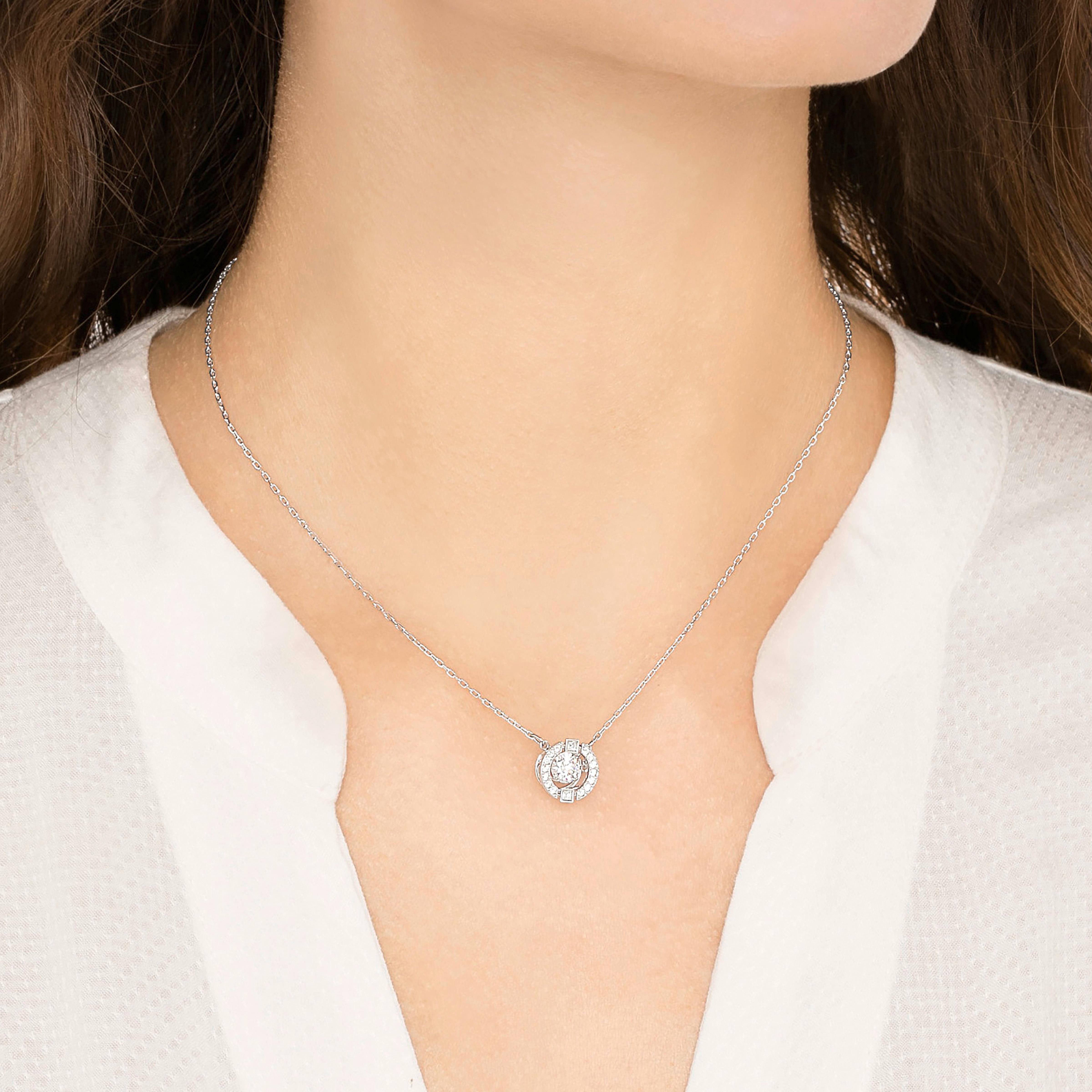 swarovski عقد una، قطع مستدير، لون أبيض، طلاء روديوم