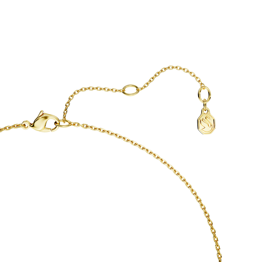 swarovski قلادة classica، قطع مُستدير، تصميم متداخل، لون أبيض، فضة استرليني، لمسة نهائية من الذهب عيار 18 قيراط