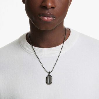 swarovski قلادة dextera octagon، شكل مثمن، قطع مستدير، لون أسود، طلاء روثينيوم