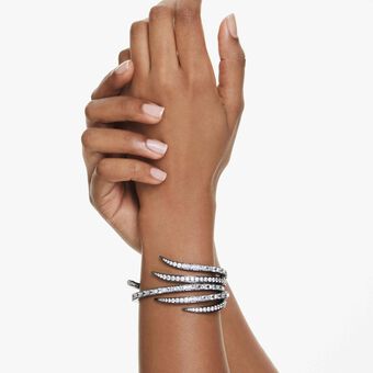 swarovski أسورة the vienna collection، شكل ريشة، لون أبيض، طلاء روثينيوم