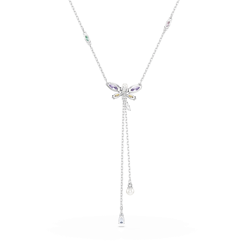 عقد ariana grande x swarovski على شكل حرف y، قطع متنوع، شكل يعسوب، ألوان متعددة، طلاء روديوم